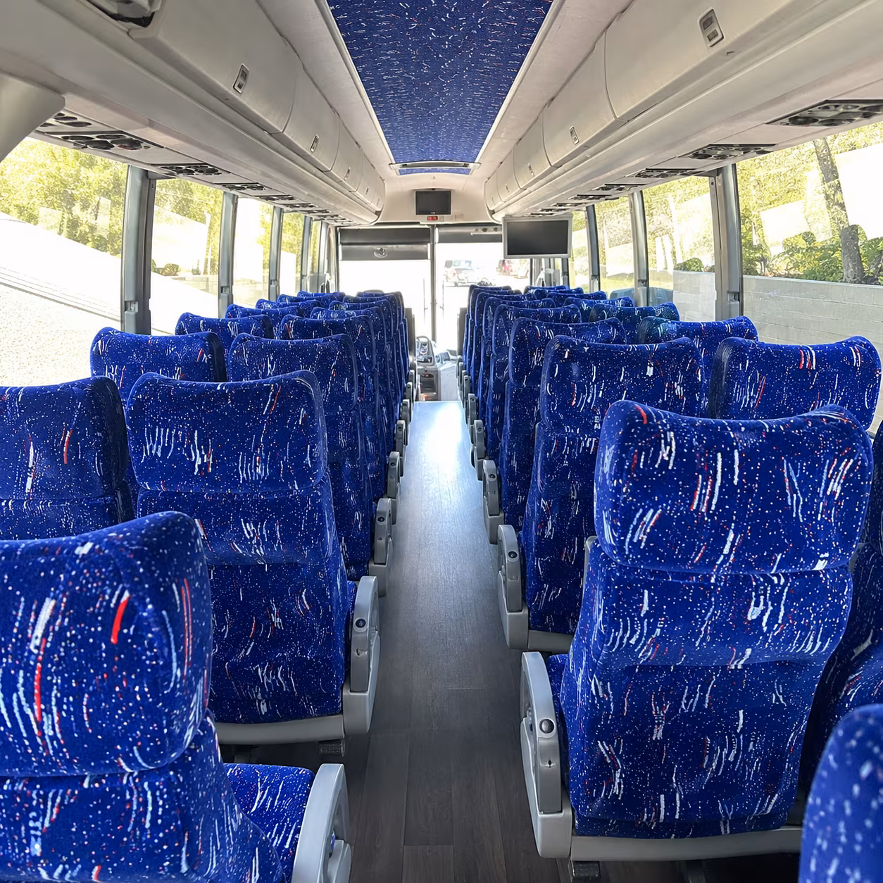 new bedford 50 passenger charter bus interior