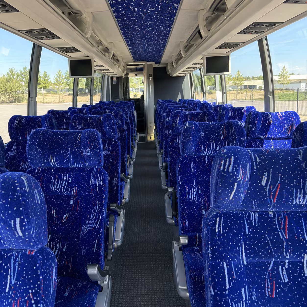 new bedford 54 passenger charter bus interior