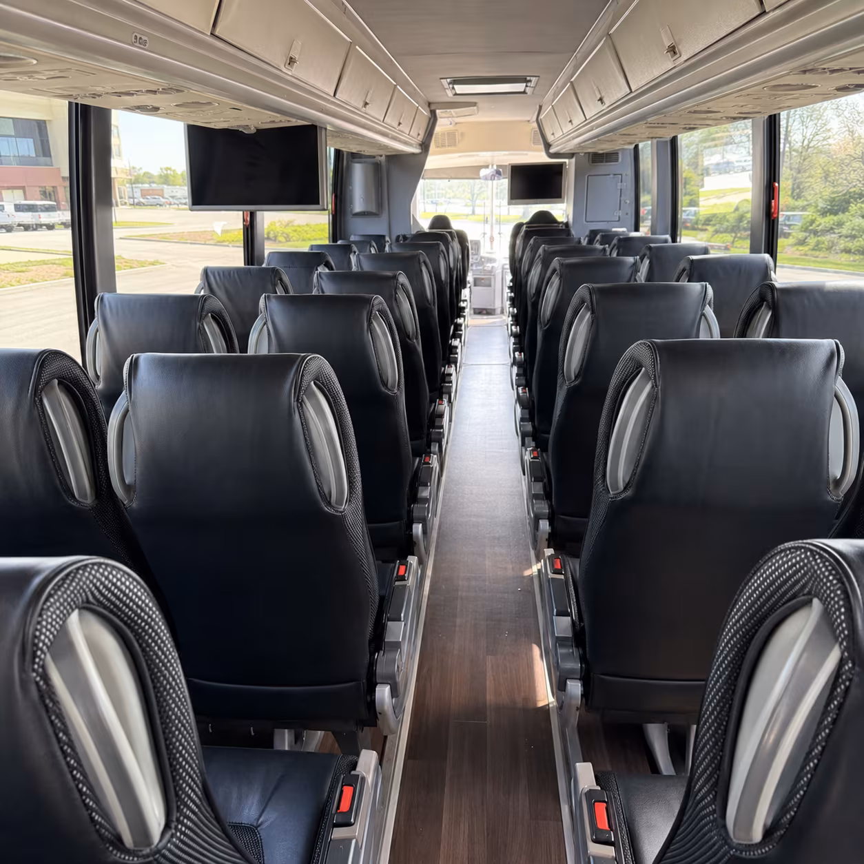 new bedford 56 passenger charter bus inside